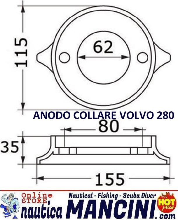 Anodo Zinco a Collare Piede VOLVO 280 - Clicca l'immagine per chiudere