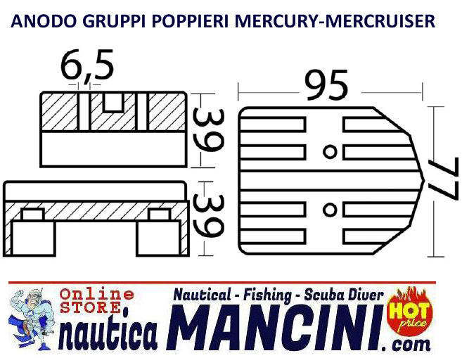 Anodo Zinco per Gruppi Poppieri Mercury/Mercruiser