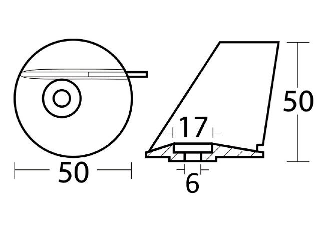 Anodo Zinco a Pinna per Tohatsu 25/40 HP Maxi Corsa