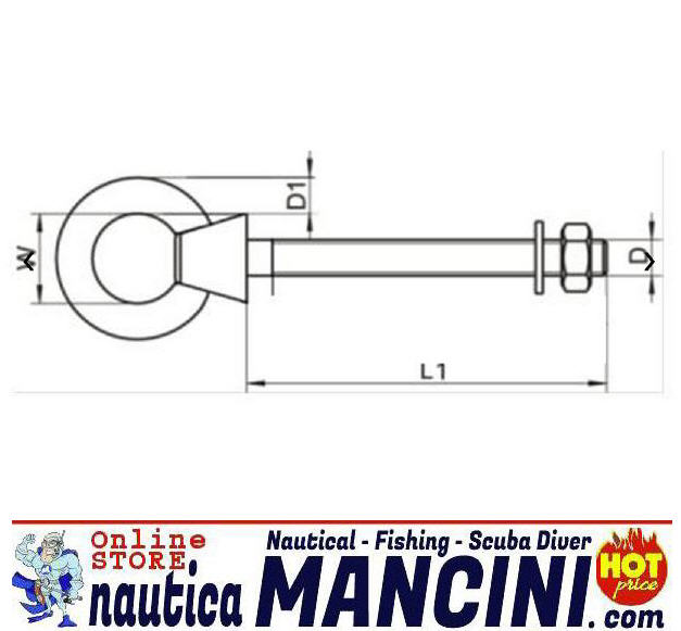 Anello Inox Golfare con Perno di Poppa Ø 8 x 80 mm - Clicca l'immagine per chiudere