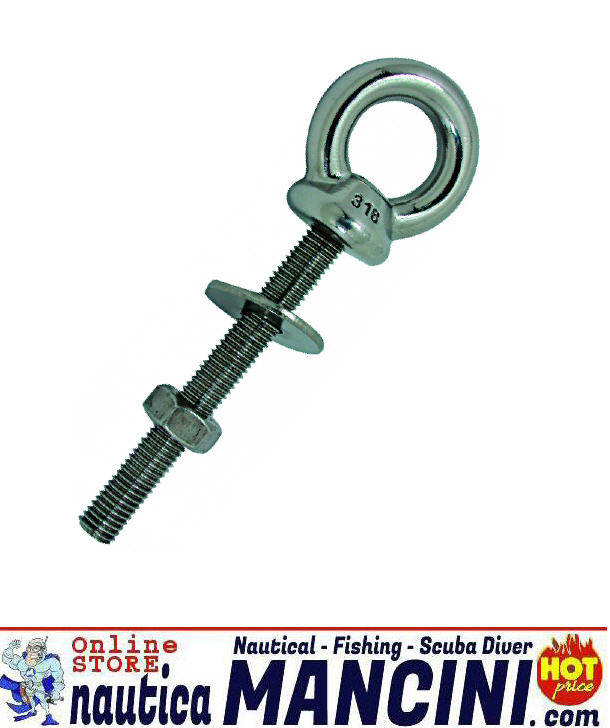 Anello Inox Golfare con Perno di Poppa interamente filettato Ø 6 x 60 mm