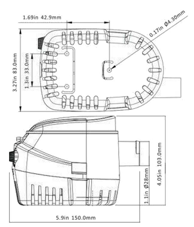 Pompa Sentina AUTOMATICA 12V 70LT/M SEAFLO GPH 1100 3,0Ah