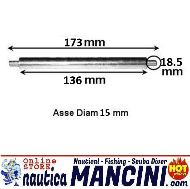 Perno per rullo centrale D15 mm Lunghezza Totale 173 mm Asse 136 mm - Clicca l'immagine per chiudere