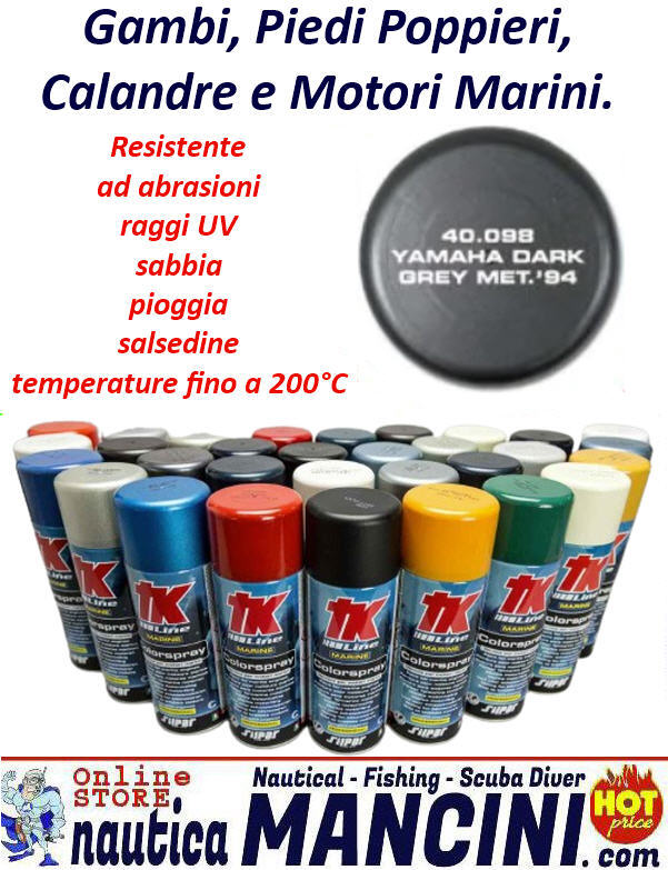 Vernice Spray per Motori Marini Fuoribordo YAMAHA Grigio Metallizzato dal 1994 - TK 40.098