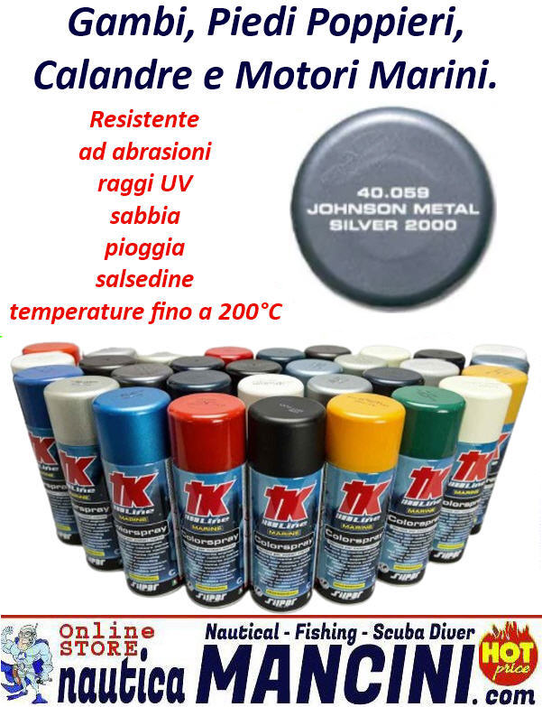 Vernice Spray per Motori Marini Fuoribordo JOHNSON METAL SILVER 2000 - TK 40.059