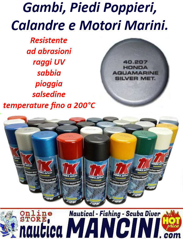 Vernice Spray per Motori Marini Fuoribordo AQUAMARINE Silver Metallizzato - TK 40.207