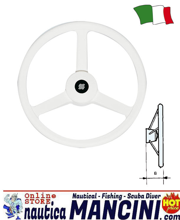 Volante D 32 - 3 Razze/Raggi Plastica Bianco