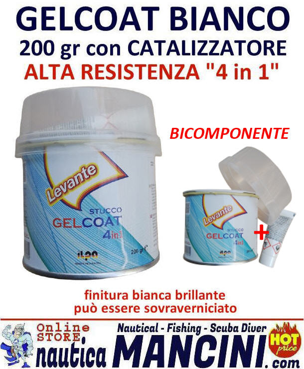 GELCOAT Bianco 200gr con Catalizzatore 4 in 1