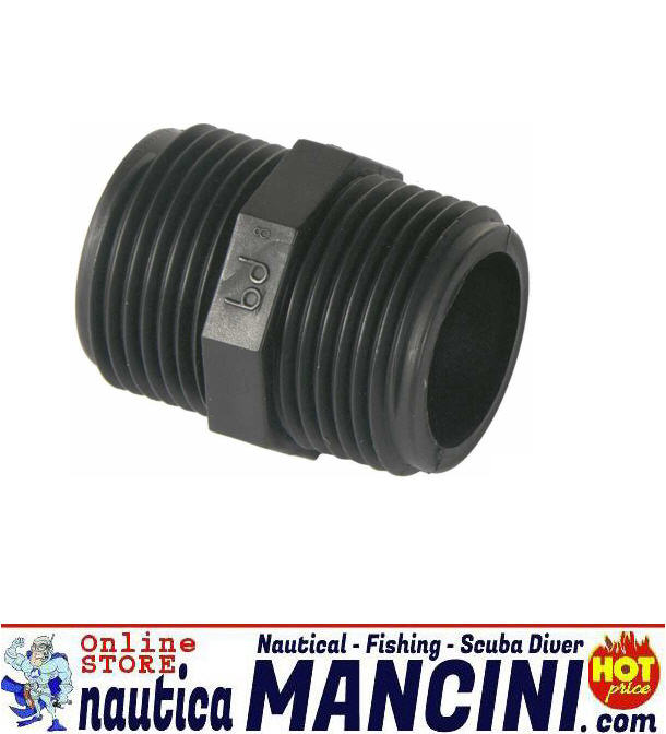 Portagomma Nylon Niples raccordo Maschio-Maschio (e) filetto 1" 1/2