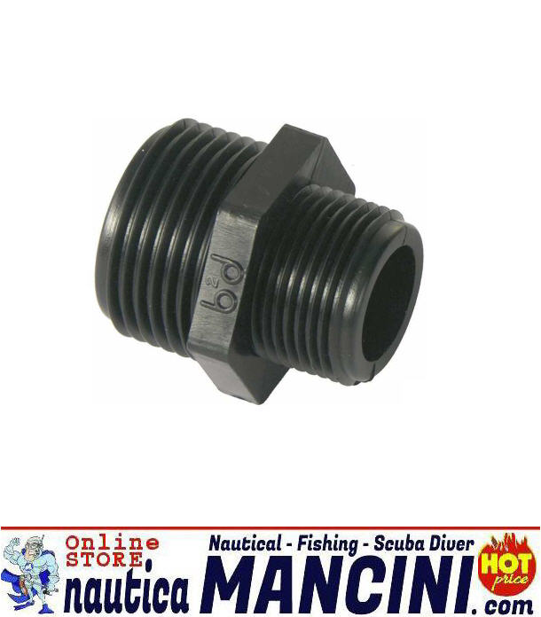 Portagomma Nylon Niples raccordo Maschio-Maschio RIDUZIONE (d) filetto 1" 1/2 - 1"