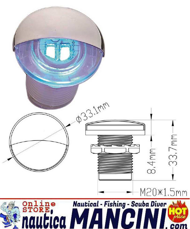 Luce di Cortesia 2 LED Blu Tonda da Incasso