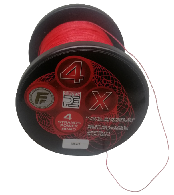 Trecciato Multifibra Fishing Ferrari 4X - Red Spectra 275 mt Colore Rosso Fluo - D. 0,40 / LB56.0 (25Kg)