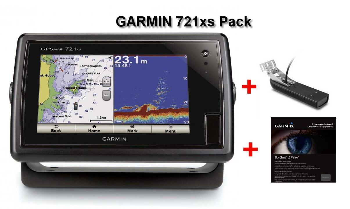 GPSMAP GARMIN 721XS 7" TouchScreen CHIRP Integrato OFFERTA PACK con Trasduttore GT23M-TM + Cartografia G2 Vision