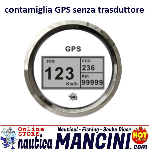 Spidometro/Contamiglia GPS senza trasduttore 12/24 Volt BIANCO (*)