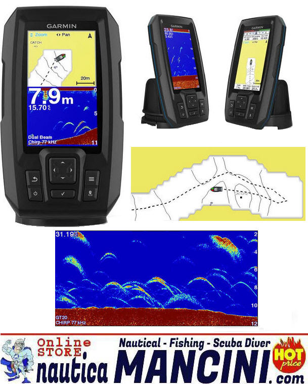 ECO-GPS integrato GARMIN STRIKER 4 PLUS Fishfinder 4.3" con TRASDUTTORE CHIRP