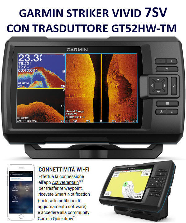 ECO-GPS integrato GARMIN STRIKER 7SV VIVID Fishfinder 7" con TRASDUTTORE CHIRP, ClearVü e SideVü (*)