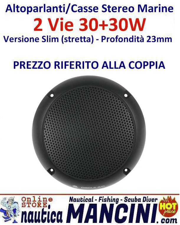 Altoparlanti/Casse Stereo 2 Vie 30+30W NERE Versione Slim (stretta)