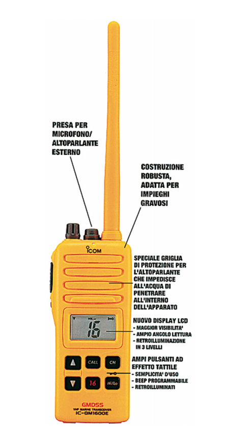 VHF Portatile Nautico GMDSS IC-GM1600E