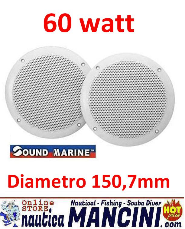 Altoparlanti/Casse WaterProof 2 Vie 60W - Diametro 151mm - SOUND MARINE