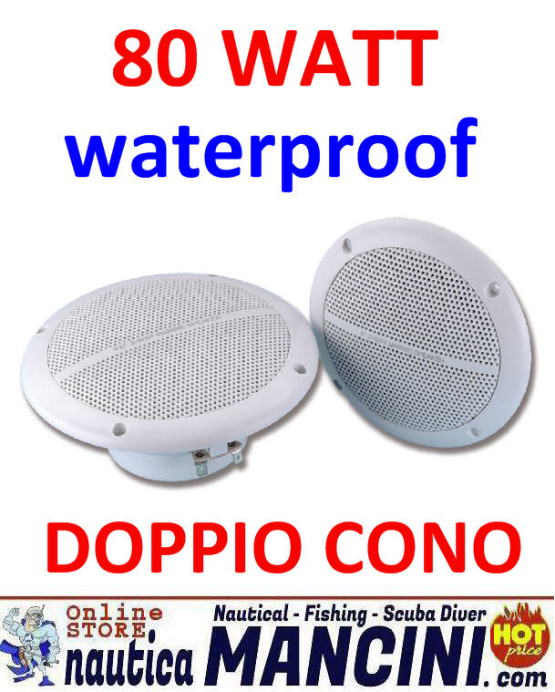Altoparlanti/Casse WaterProof 2 Vie 80W - Diametro 150mm - Frequenze 80-18000 Hz