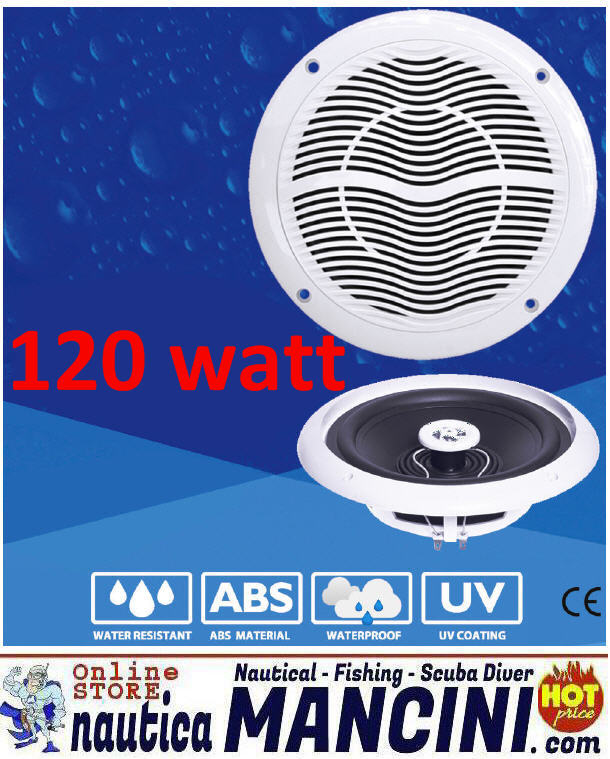 Altoparlanti/Casse WaterProof 2 Vie 120W - Diametro 180mm - Frequenze 600-1800 Hz