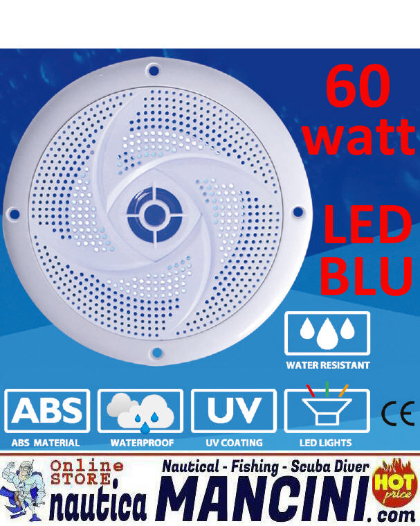 Altoparlanti/Casse WaterProof 2 Vie 60W - Diametro 186mm - Versione Slim con LED BLU