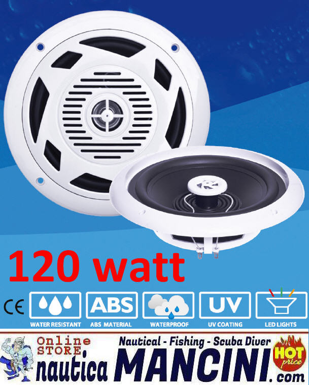 Altoparlanti/Casse WaterProof 2 Vie 120W - Diametro 180mm - Frequenze 600-2000 Hz