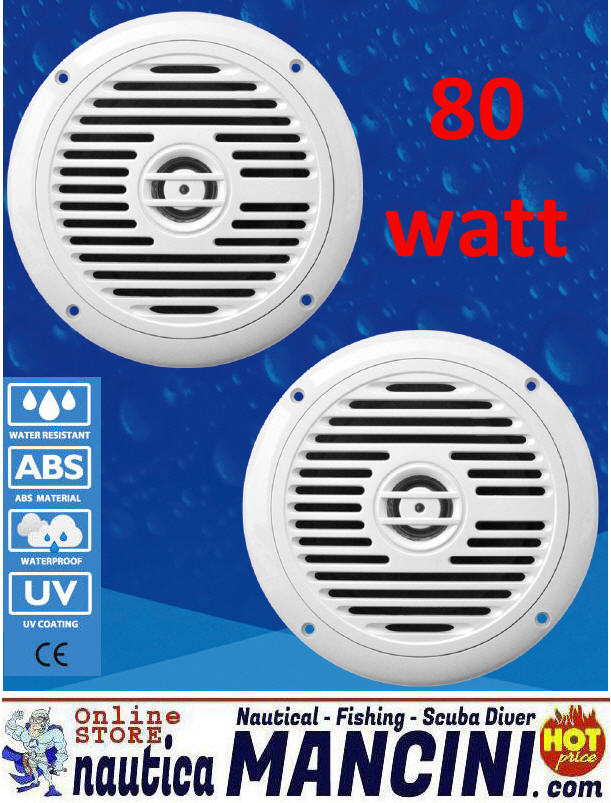 Altoparlanti/Casse WaterProof 2 Vie 80W - Diametro 147mm - Frequenze 800-2000 Hz