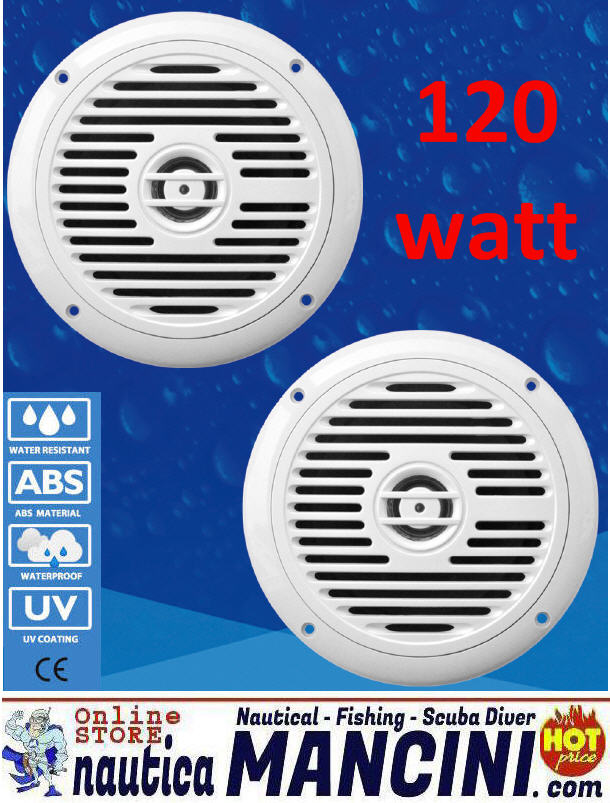 Altoparlanti/Casse WaterProof 2 Vie 120W - Diametro 180mm - Frequenze 600-2000 Hz