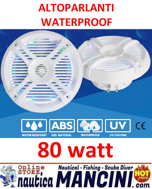 Altoparlanti/Casse WaterProof 2 Vie 80W - Diametro 166mm - Frequenze 800-2000 Hz