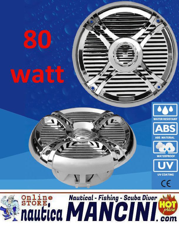 Altoparlanti/Casse WaterProof 2 Vie 80W - Diametro 166mm - Frequenze 800-2000 Hz - CROMATE