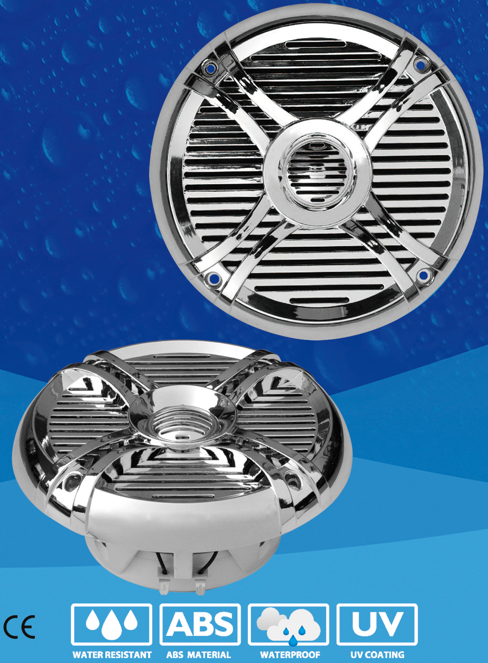 Altoparlanti/Casse WaterProof 2 Vie 80W - Diametro 166mm - Frequenze 800-2000 Hz - CROMATE - Clicca l'immagine per chiudere