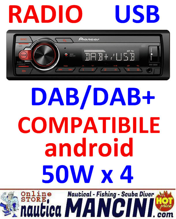 Radio DAB/DAB+/USB per uso nautico 4x50W - PIONEER MVH-130DAB
