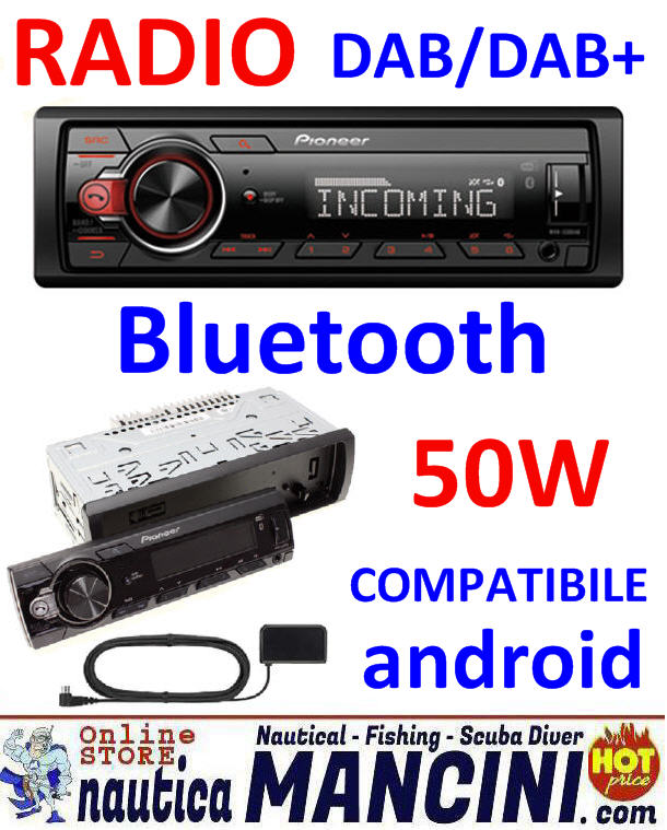 Radio DAB/DAB+/USB/Bluetooth/Flac per uso nautico 4x50W - PIONEER MVH-330DAB