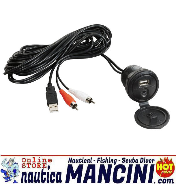 Cavo Ausiliario Adattatore USB-AUX con frontalino stagno
