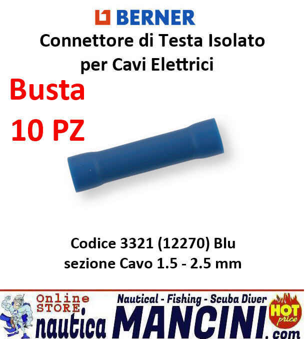 Connettore di testa isolato per Cavi Elettrici Blu sezione 1.5 - 2.5 mm