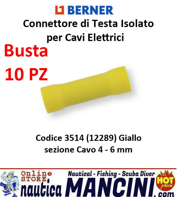 Connettore di testa isolato per Cavi Elettrici Giallo sezione 4 - 6 mm