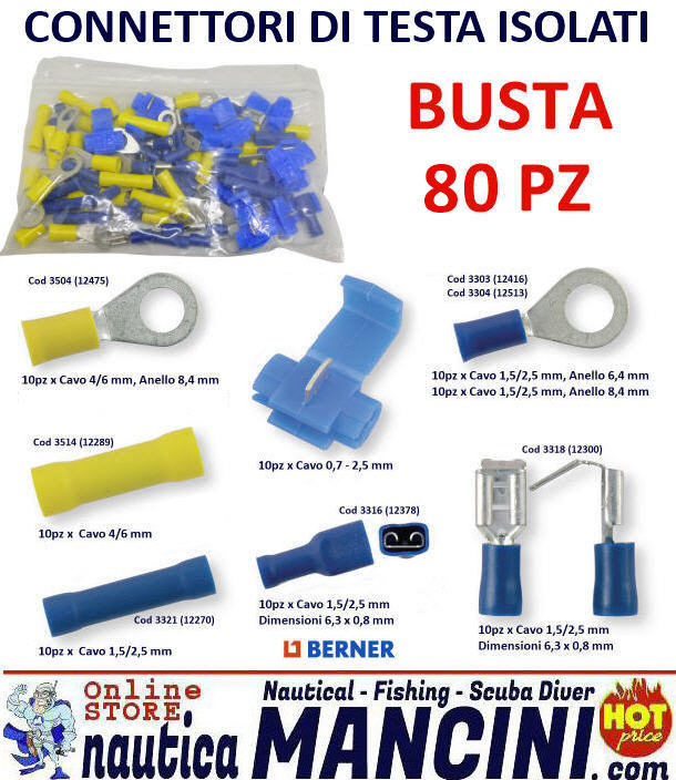 KIT 80 Pezzi Connettori Terminali per Cavi Elettrici [999-9996] - €9.90 :  Nautica Mancini, Pesca e Sub, Prezzi Stock by Ipernautica